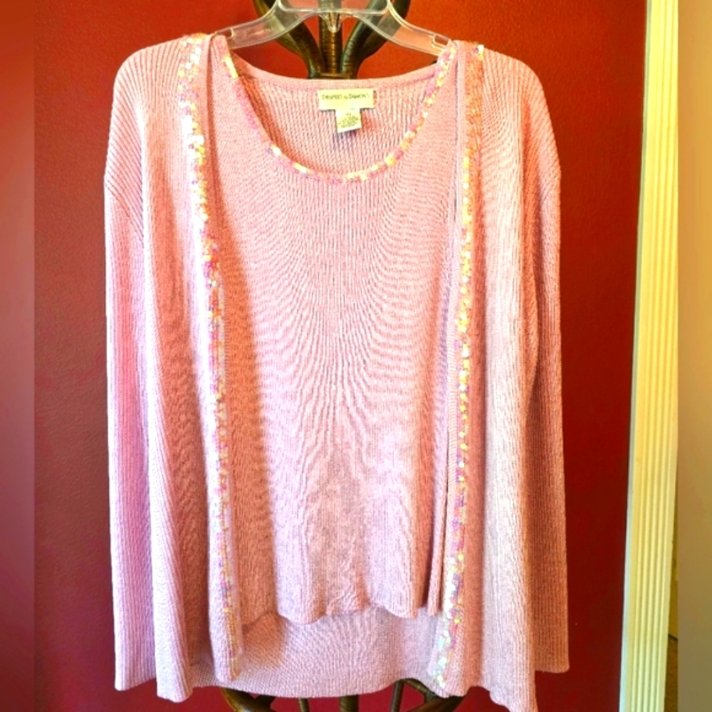 Pink Sequin Embellished Sweater By Drapers And Damon's PM New w/out Tags